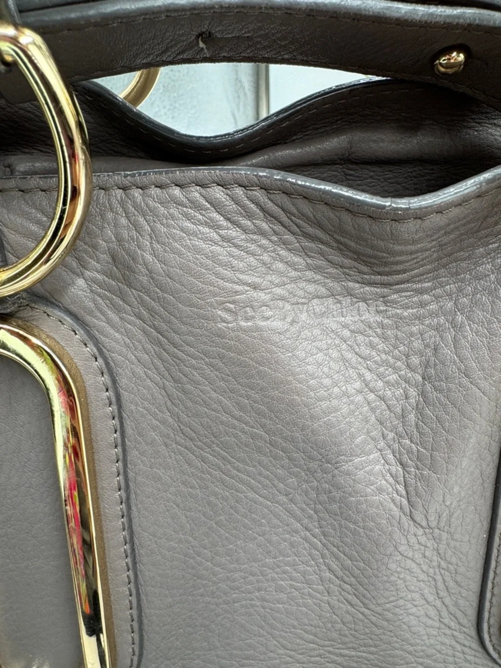 See by Chloé Taupe Pebbled Leather Satchel Bag | Gold Hardware | Authentic - Picture 13 of 13